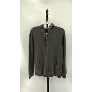 Quince Mongolian Cashmere Full-Zip Hoodie Moss Sleeved Top XL